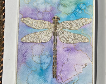 ORIGINAL Watercolour Painting Art Dragonfly