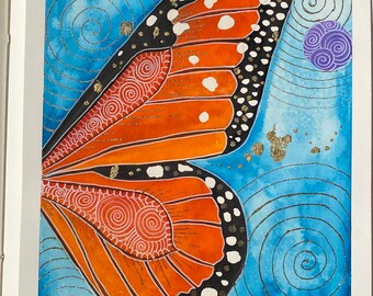 ORIGINAL Watercolour Painting Art Butterfly Wing