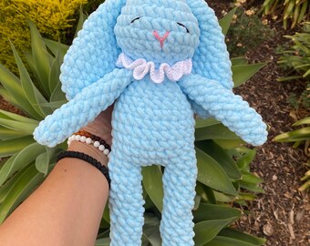 Amigurumi Crochet Bunny Baby Blue Bernat Bany Blanket Yarn Plush