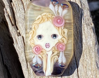 Handmade Lampwork Doll Angel Glass Bead