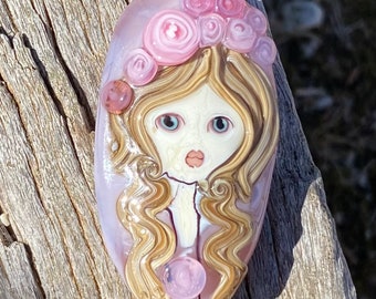 Handmade Lampwork Doll Angel Glass Bead