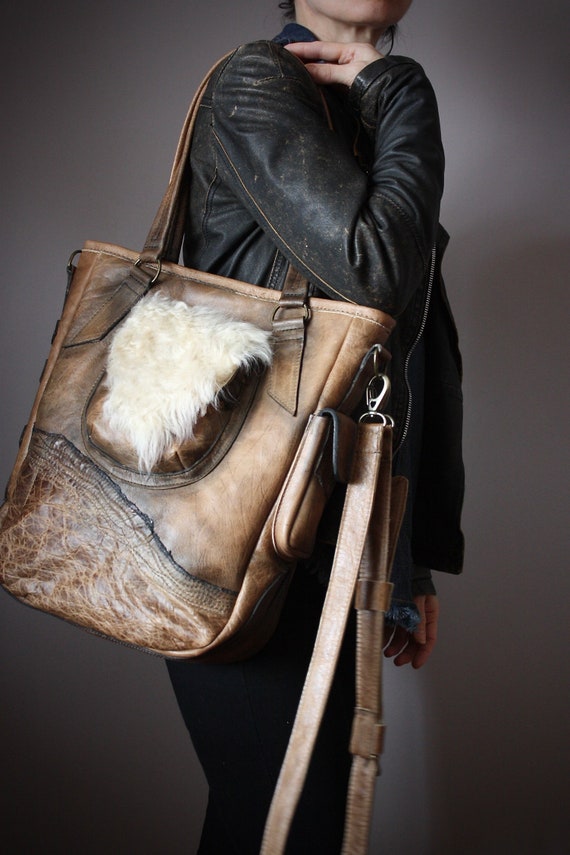 distressed leather shoulder bag