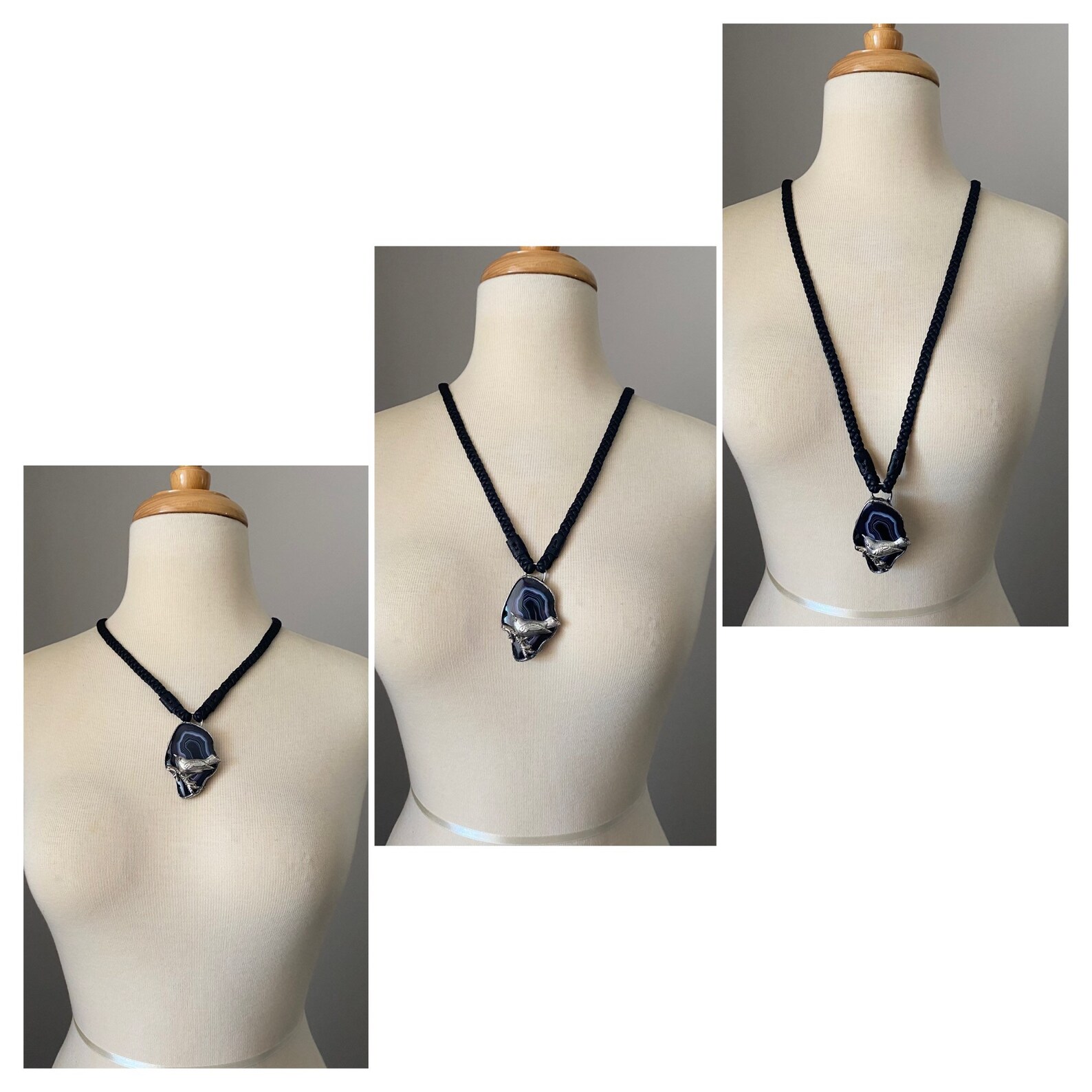 Agate Slice Necklace Soldered Jewelry Leather Cord Necklace Etsy