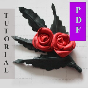 PDF Tutorial Leather Rose Pin / Brooch / instruction / guide how to make step by step instruction image 1