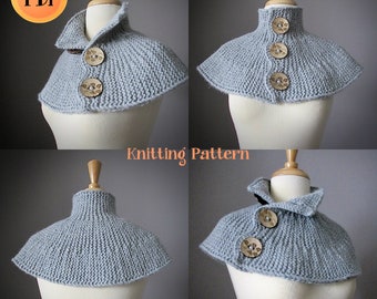 PDF Knitting Pattern Scarf, Neckwarmer knitting Pattern, Knitting accessories, Knitting Pattern, Knit Scarf Pattern, Short Cape pattern