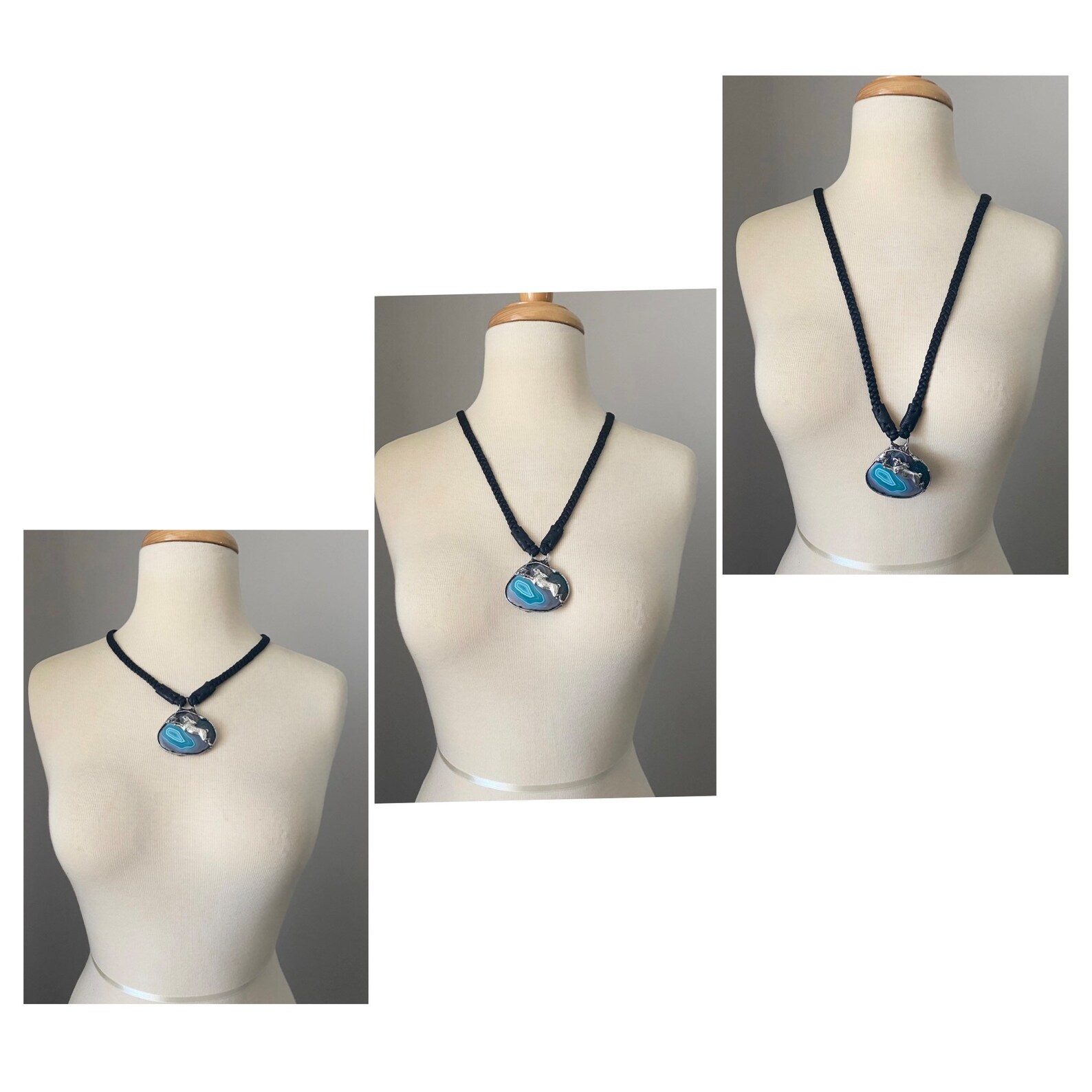 Agate Slice Necklace Soldered Jewelry Leather Cord Necklace Etsy