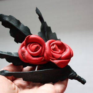 PDF Tutorial Leather Rose Pin / Brooch / instruction / guide how to make step by step instruction image 2