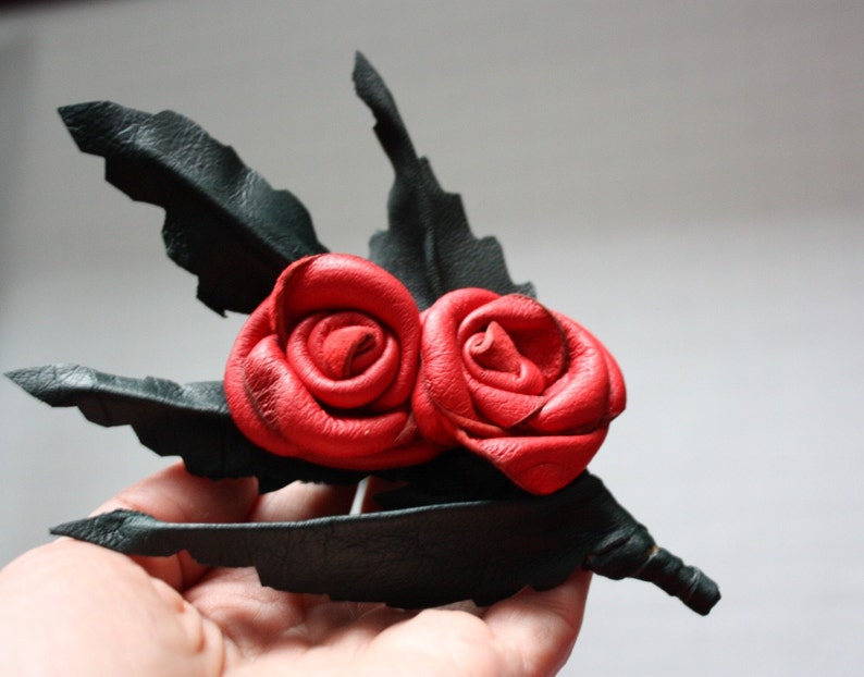 PDF Tutorial Leather Rose Pin / Brooch / instruction / guide how to make step by step instruction image 2