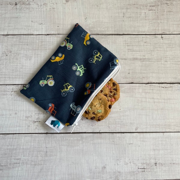 Reusable Snack Bag, Reusable Zipper Bag, Reusable Sandwich Bag, Zipper Pouch, Reusable, Tractor Snack Bag, Lunch Bag, Reusable Bag