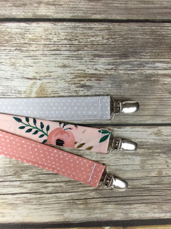Soother Clip Floral Soother Clip Pacifier Clip Fabric Soother Clip Dummy Clip Soo String Binky Holder Binky Clip Soother Strap