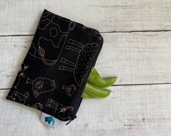 Reusable Snack Bag, Reusable Zipper Bag, Reusable Sandwich Bag, Zipper Pouch, Reusable, Farm Animals Snack Bag, Lunch Bag, Reusable Bag