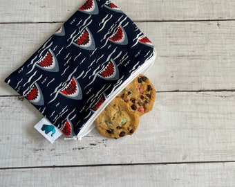 Reusable Snack Bag, Reusable Zipper Bag, Reusable Sandwich Bag, Zipper Pouch, Reusable, Shark Snack Bag, Lunch Bag, Reusable Bag, Shark Bag