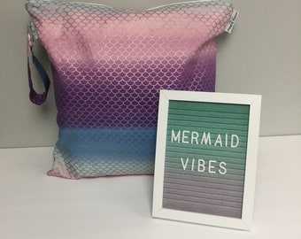 Wet Bag, Mermaid Bag, Mermaid Wet Bag, Waterproof Bag, Heat Sealed Bag, Cloth Diaper Bag, Travel Bag, Toiletry Bag, Makeup Bag, Cosmetic Bag