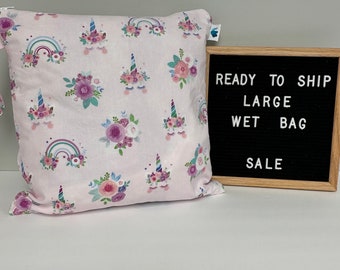 Reusable Large Wet Bag. Perfect for Diapers, Travel, Gym, Pool, Beach. Heat Sealed to be Fully Waterproof. Ready to Ship and On Sale