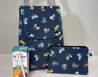 Reusable Lunch Bag, Choose Between Hook and Loop or Snap Closure, Food-Safe Nylon Liner, Machine Washable Lunch Sack with Top Handle