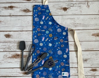 Space Apron, Child Apron, Toddler Apron, Kid Apron, Tween Apron, Adult Apron, Kitchen Apron, Play Oven Mitts, Kitchen Set, Matching Apron