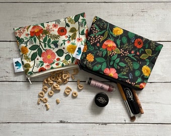 Reusable Snack Bag, Reusable Zipper Bag, Reusable Sandwich Bag, Zipper Pouch, Floral Snack Bag, Lunch Bag, Reusable Bag, Rifle Paper Co Bag
