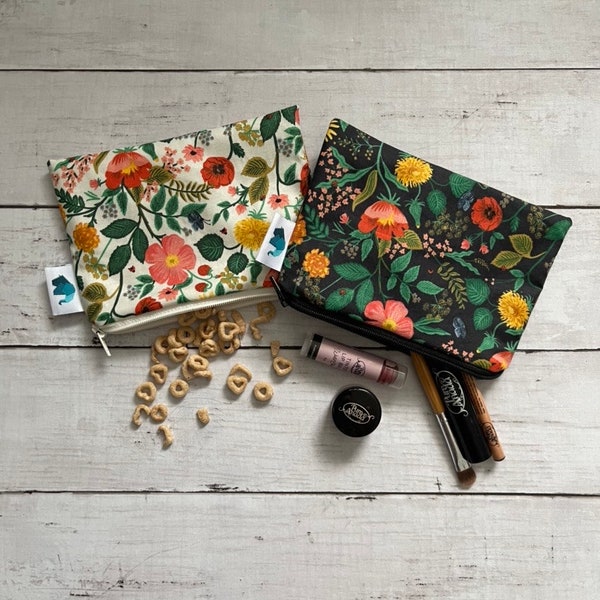 Reusable Snack Bag, Reusable Zipper Bag, Reusable Sandwich Bag, Zipper Pouch, Floral Snack Bag, Lunch Bag, Reusable Bag, Rifle Paper Co Bag