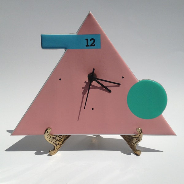 Vintage Clock Totally Eighties Pastel Geometric Style RESERVED
