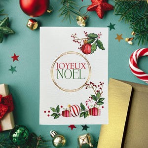 carte de Noël plier en deux avec enveloppe