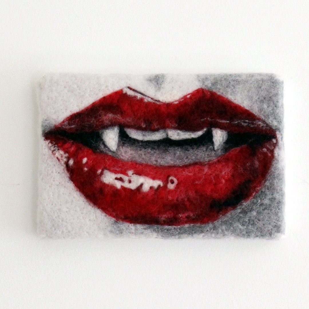Red Lips and Vampire Fangs Art Board Print for Sale by ArtByBusyBee