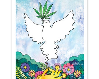 FLY HIGH - Cannabis Inspired, Giclee, Psychedelic Art Print