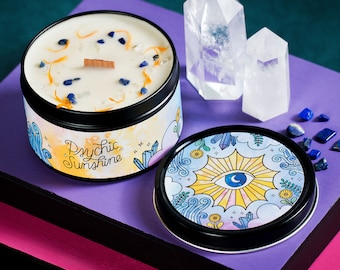 PSYCHIC SUNSHINE | Magic Aromatherapy Candle - Crystal & Herb Infused Meditation Candle