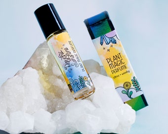 PSYCHIC SUNSHINE | Plant Magic Perfume, Crystal Infused Aromatherapy Roll-On, Body Oil