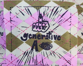 Parche para coser con impresión en bloque de IA generativa F*CK (5")