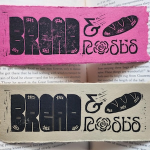 Bread & Roses Linocut Bookmark | Labour Movement Art