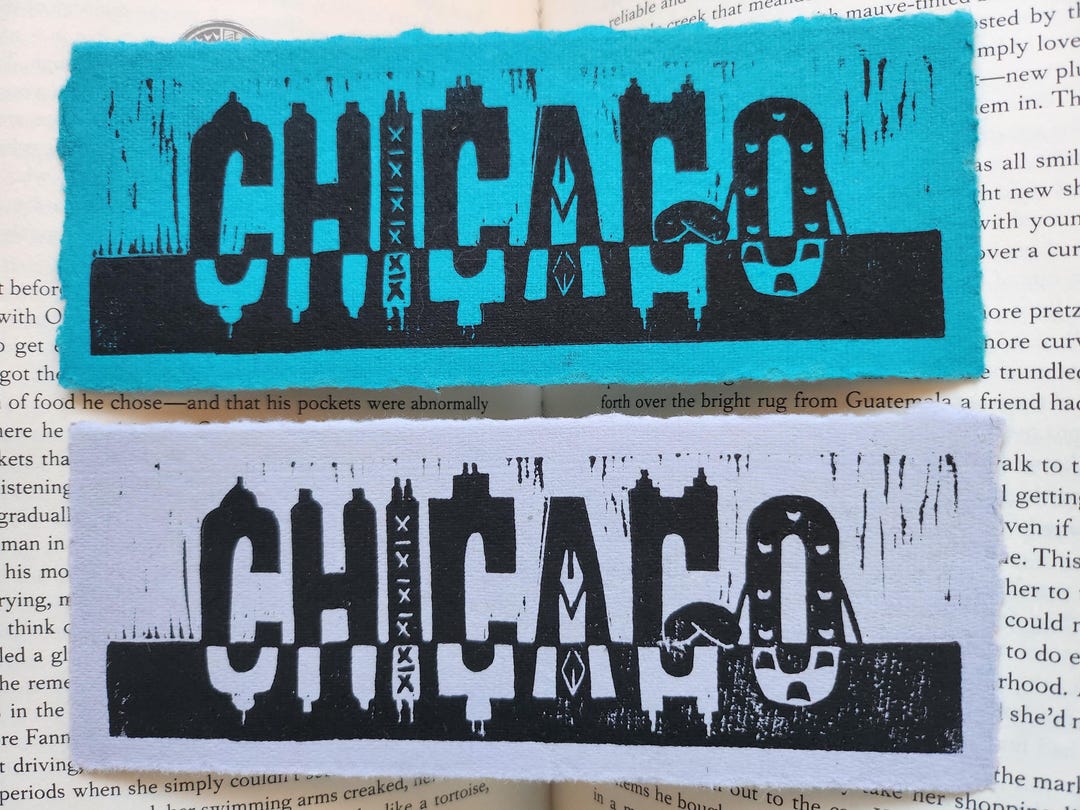 Chicago Skyline Linocut Bookmark | Unique City Souvenir - Etsy