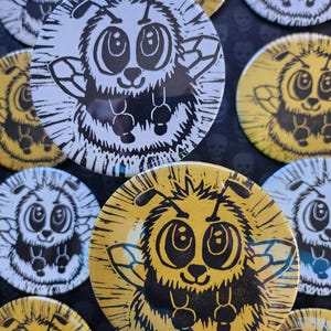 EnBee block-printed pinback button | non-binary pride(3")