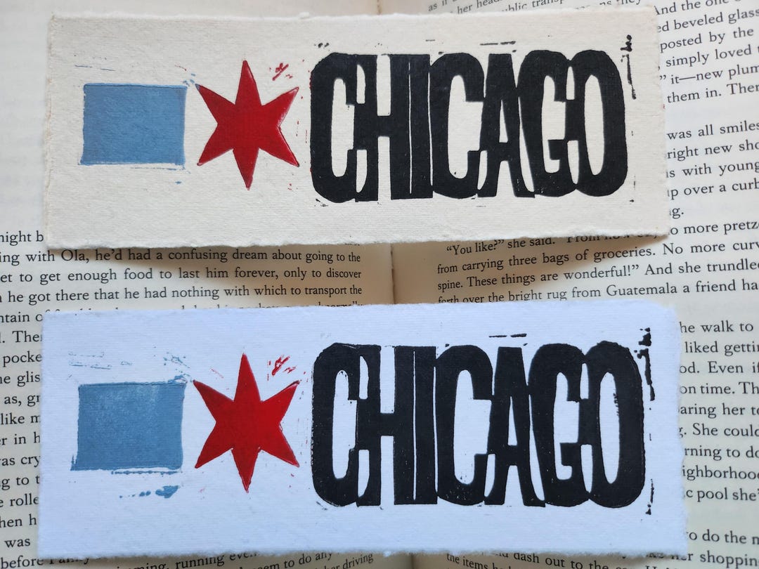 I Love Chicago Linocut Bookmark | City Logo Souvenir - Etsy
