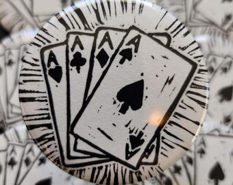 Geblokte pinback-knop Aces | aseksuele trots (2,25")