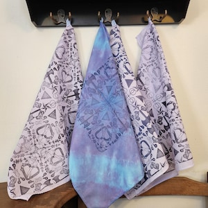 Lavender hand/tie dyed and block-printed Sapphic Circle Handkerchief