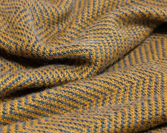 Artisanal baby alpaca softly draping scarf, handcrafted natural wool knit, classic herringbone pattern, fine two-tone texture