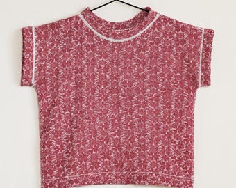 Artisanal royal alpaca reversible soft top, regular fit, handcrafted natural wool knit, punch lace flower motif texture