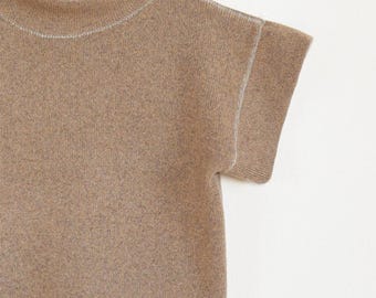 Merino Wool Top, Lightweight Regular Fit Summer Knit in Earth Tones