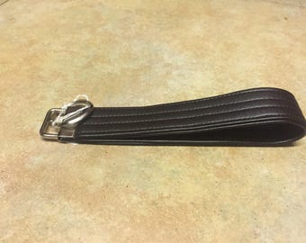 Top stitched leather key fob