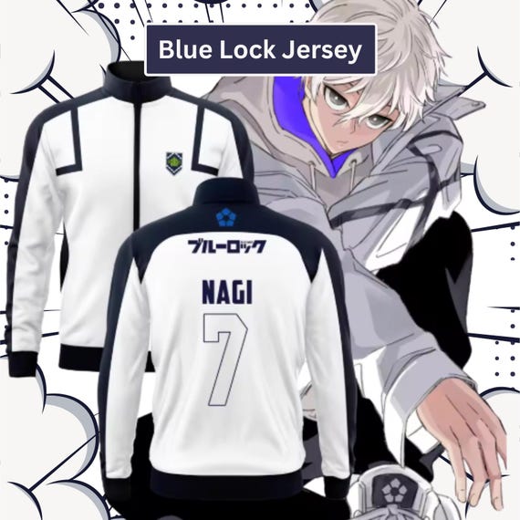 Blue Lock Jersey, Anime Soccer Jackets, Nagi Cosplay Jersey Jacket