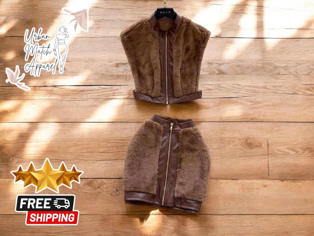 Luxury Knit Fur Cuff Skirt Set
