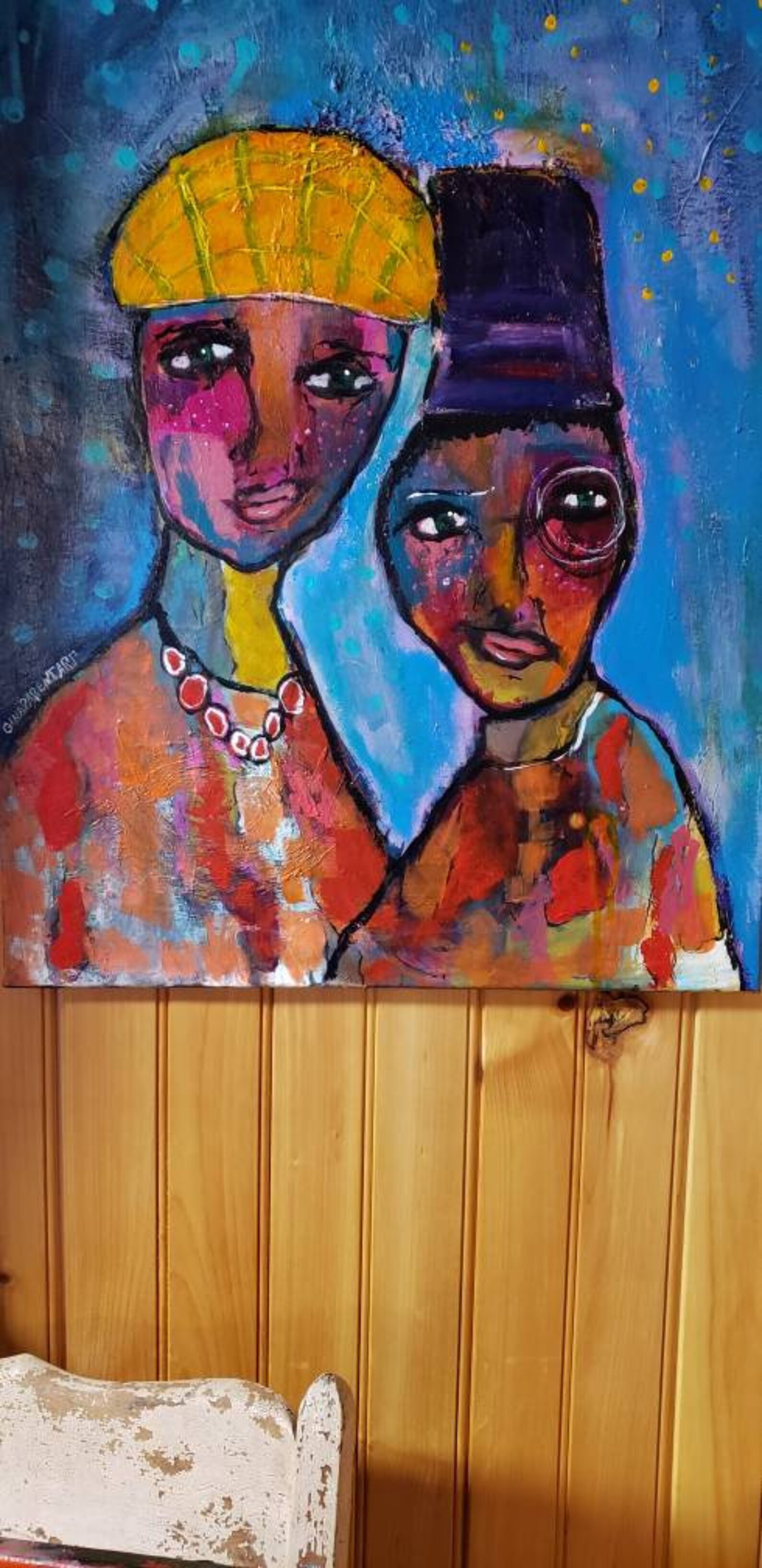 Quirky People 18x24 Acrylic Painting by GinaParentArt from Etsy