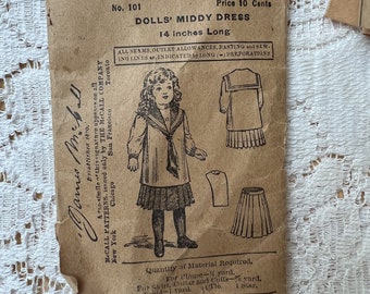 Vintage 1920's McCall's Doll Sailor Dress Pattern 14" Doll, Middy Dress Complete Pattern Pieces / Instructions, Other Vintage Advertisements