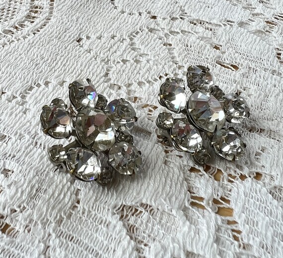 Two Super Sparkly Clear Rhinestone Flower Shaped … - image 4
