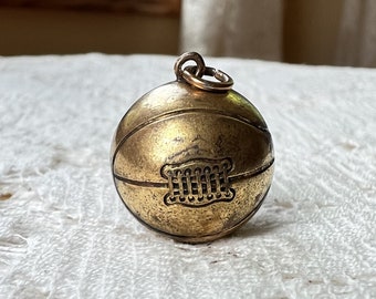 Vintage / Antique 3-D Brass Basketball Watch Fob Charm, Basketball Player Gift, Basketball Coach Gift, Sports, Athletics