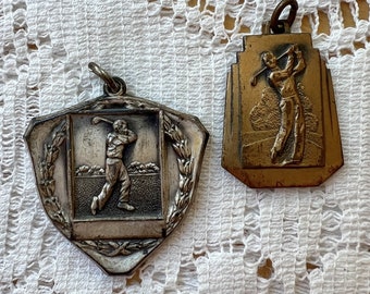 Two Vintage Golf / Golfing Award Medals / Charms, Hole-In-One Medal by U.S. Royal Golfballs, Junior Golf 1955