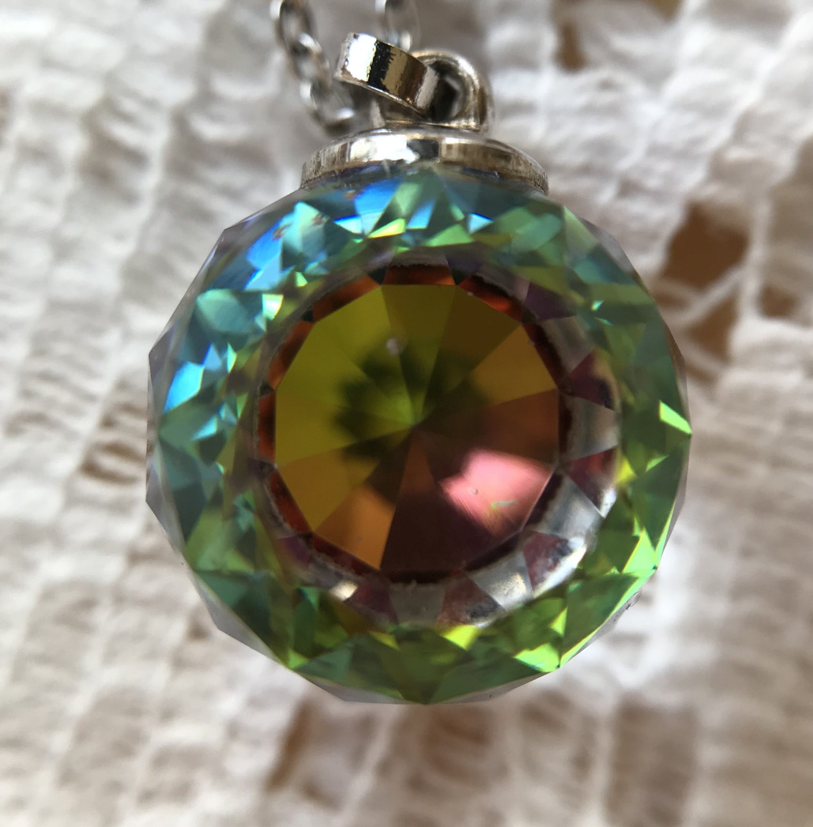 Vintage Signed Gorham Crystal Prism Ball Pendant / Necklace Etsy