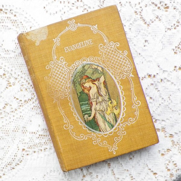 Beautiful Vintage Golden Yellow Book -- Evangeline by Longfellow