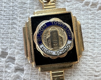 Vintage Estate Bloom Township High School Charm, Graduation Charm, Bloom High Schoo, Chicago Heights, Illinois, Cook County, Enamel