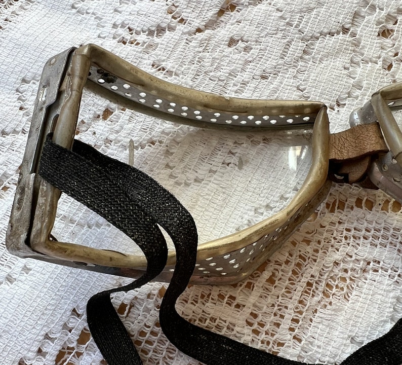 Vintage / Antique Cesco Motorcycle Wide Vision Safety Goggles, World War II Era, Steampunk / Dieselpunk, Aviation, Eye Shield, Mad Max image 8